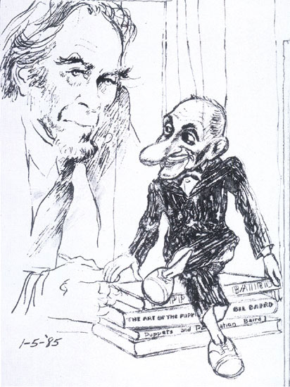 Bil Baird the Puppeteer With His Puppet, Jimmy Durante LeRoy Neiman Originals 702-222-2221