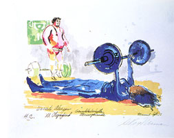 LeRoy Neiman Originals Call 702-222-2221 Woman Weight Lifter